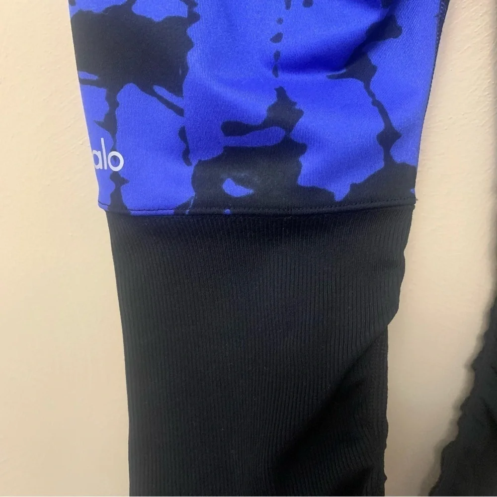 ALO Yoga Goddess Ribbed Legging Blue Black Tie Dye Size Small